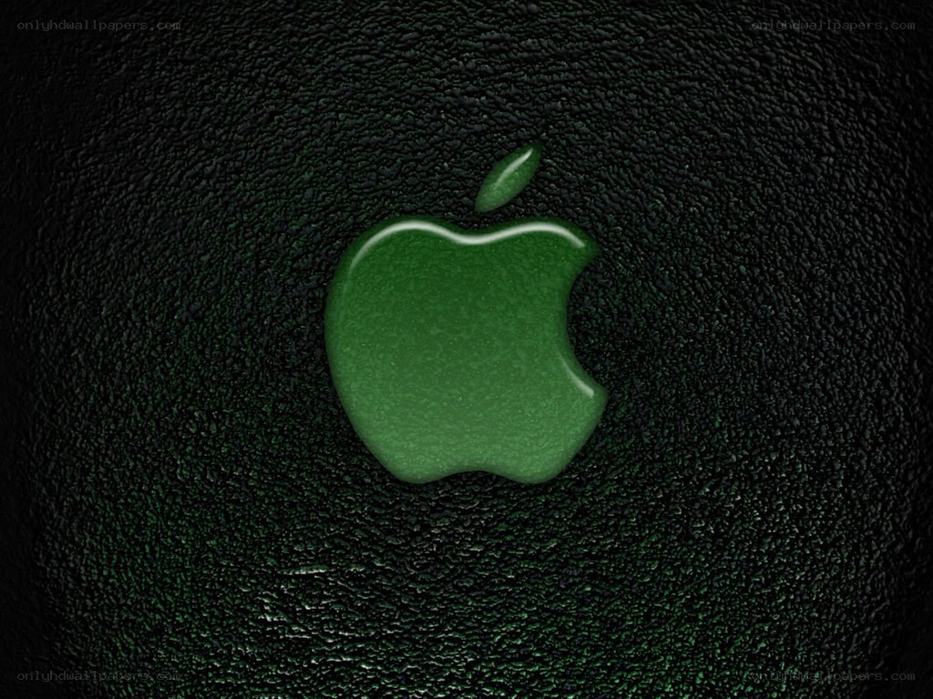 green apple logo on dark texture