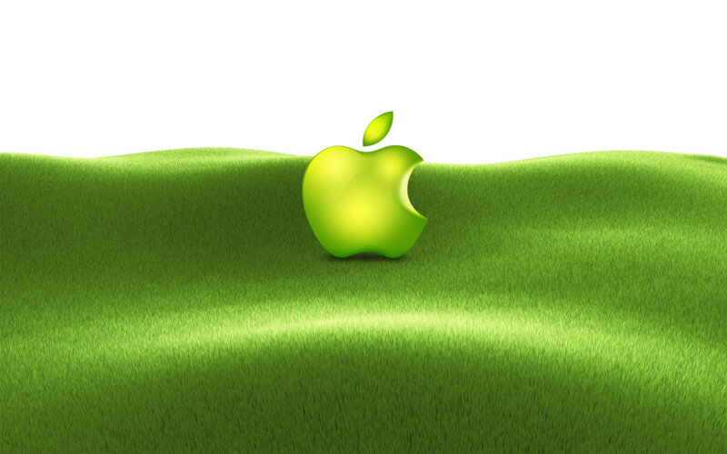 green apple logo on grass