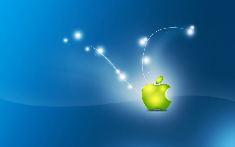 green apple logo with light trail