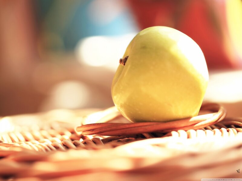 Green Apple on Basket