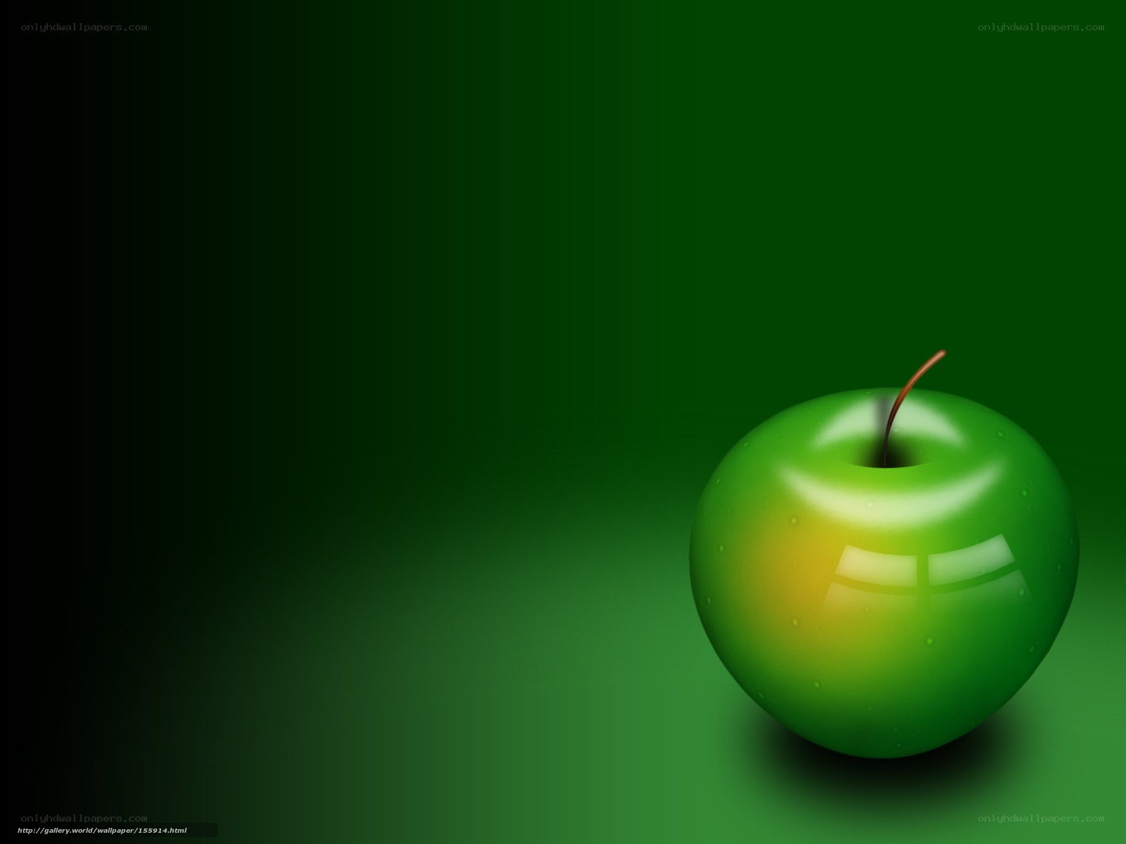 green apple on dark green