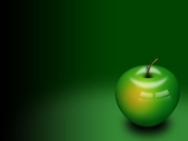 green apple on green background