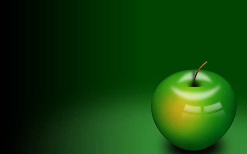 Green Apple on Green Background — Minimalist