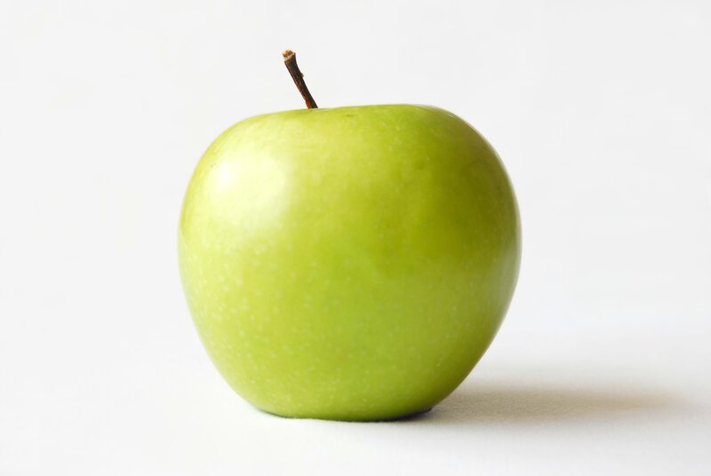 green apple on white background