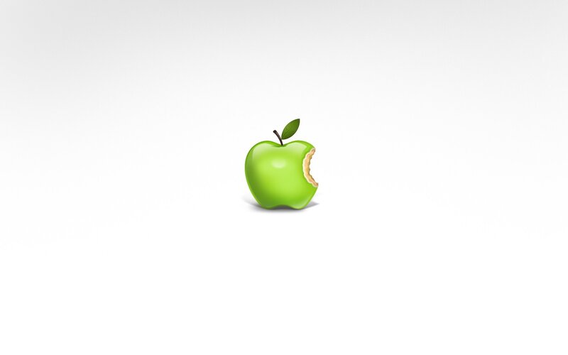 green apple with bite mark