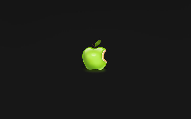 green apple with bite mark