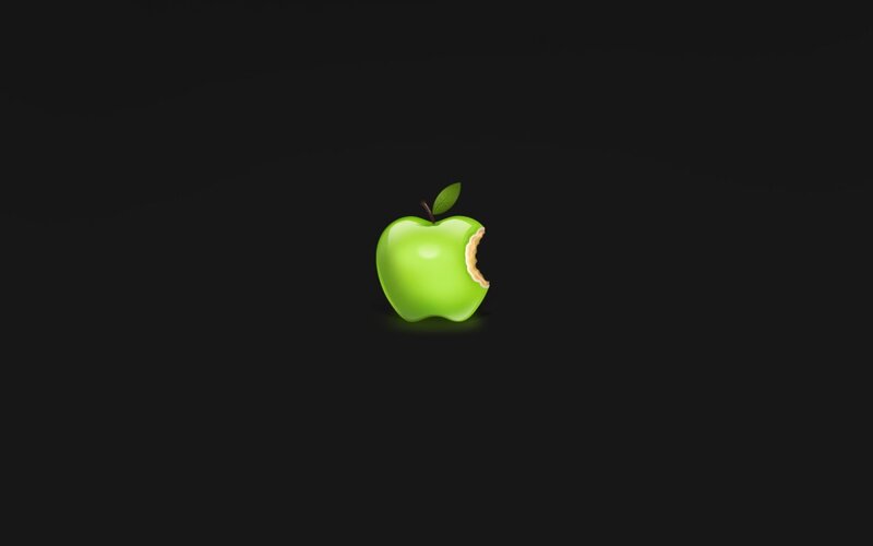 Green Apple with Bite — Minimalist, 3d Render
