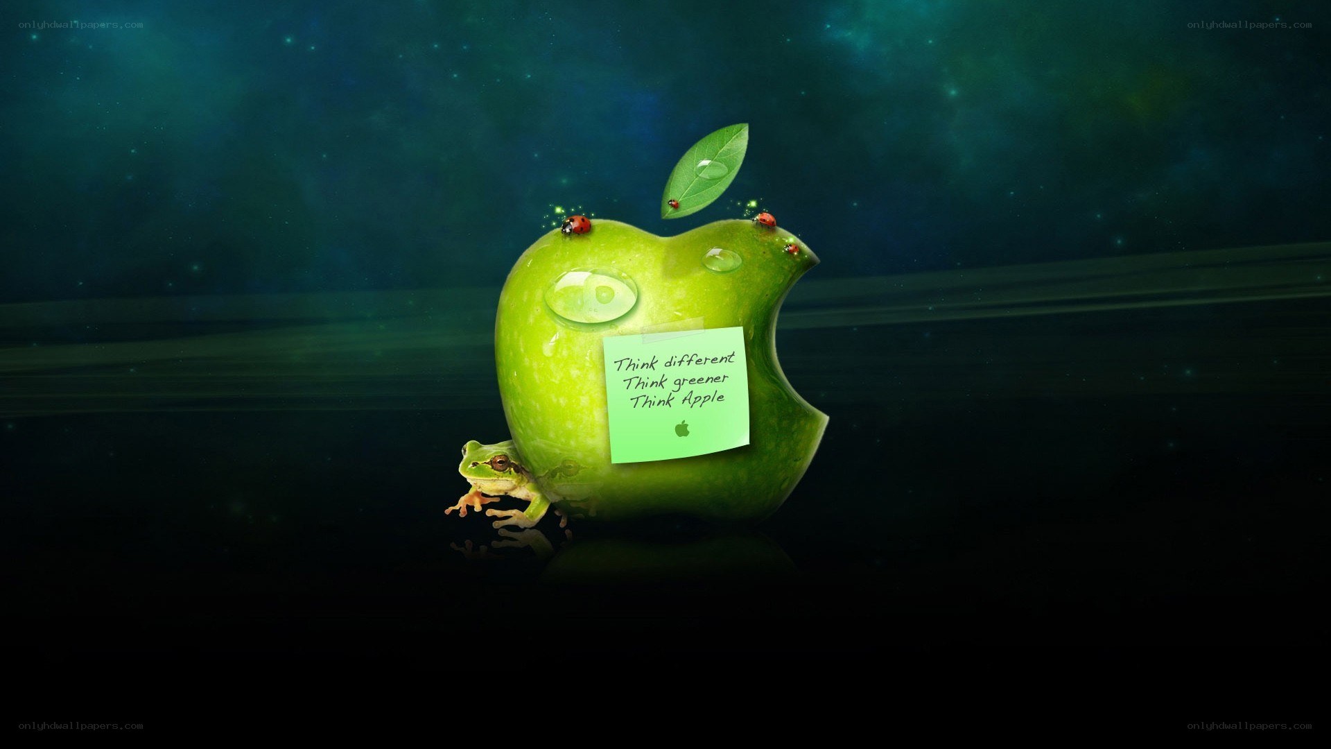 green apple with frog