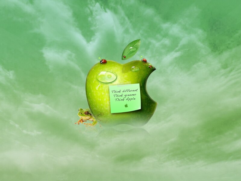 green apple with frog