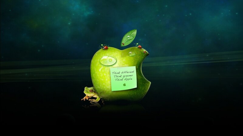 Green Apple with Frog — Dreamy, Digital Art
