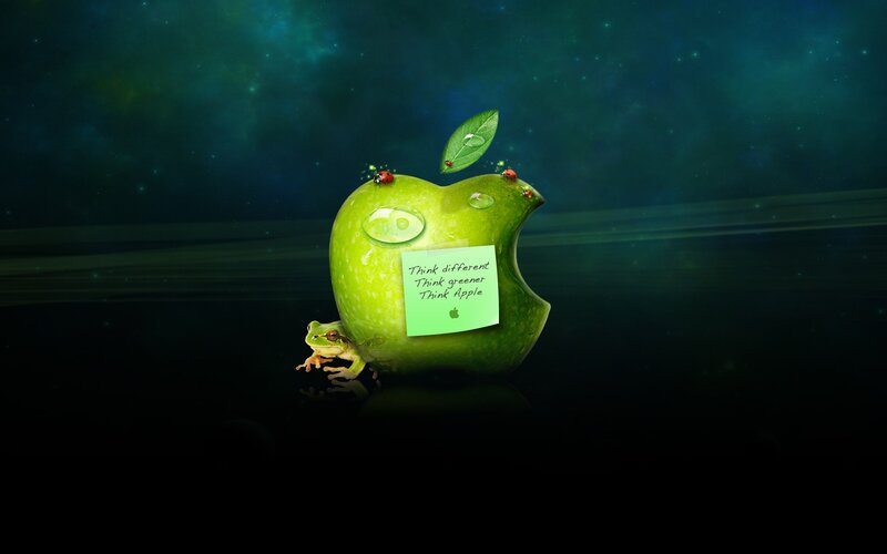 Green Apple with Frog — Dreamy, Ladybugs