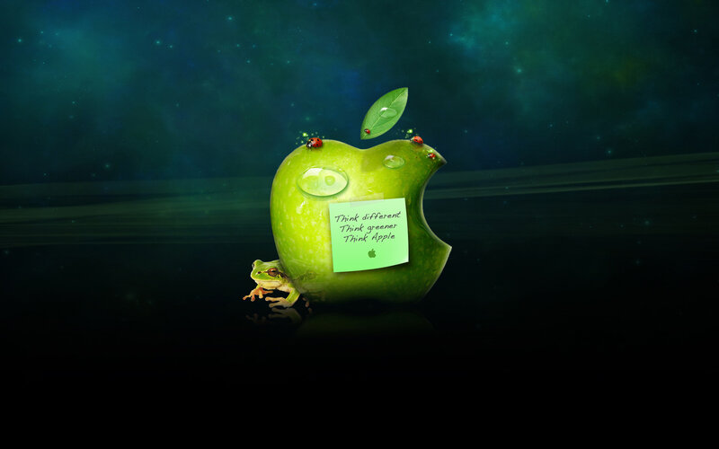 Green Apple with Frog — Dreamy, Night, Digital Art