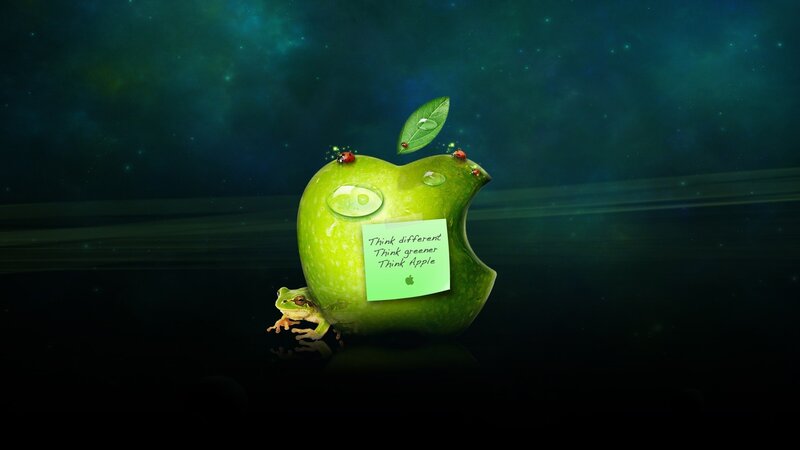 Green Apple with Frog — Ladybugs