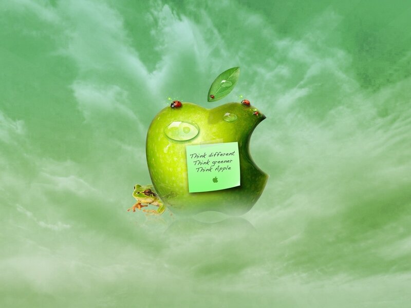 Green Apple with Frog — Serene, Digital Art