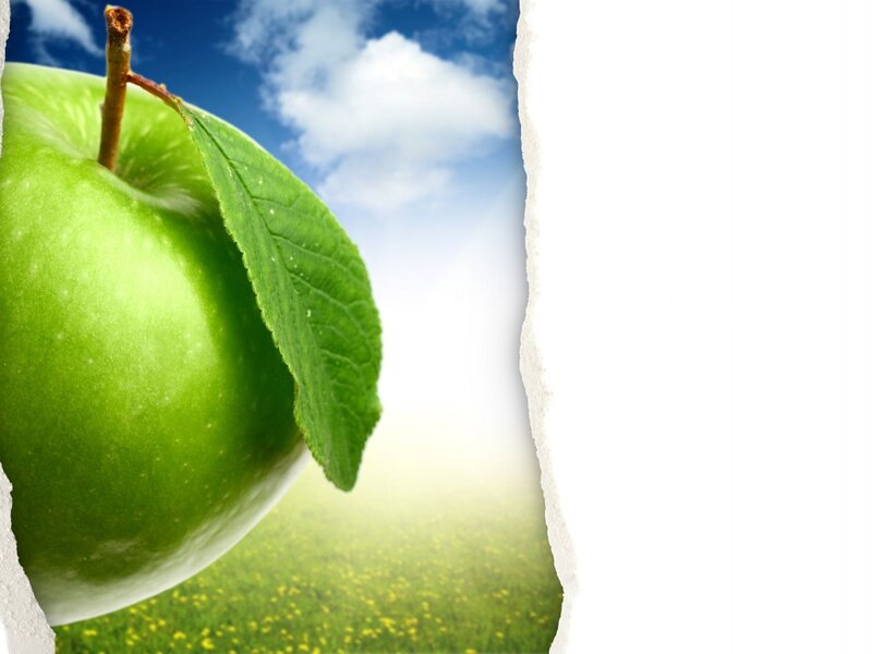 Green Apple with Leaf — Serene