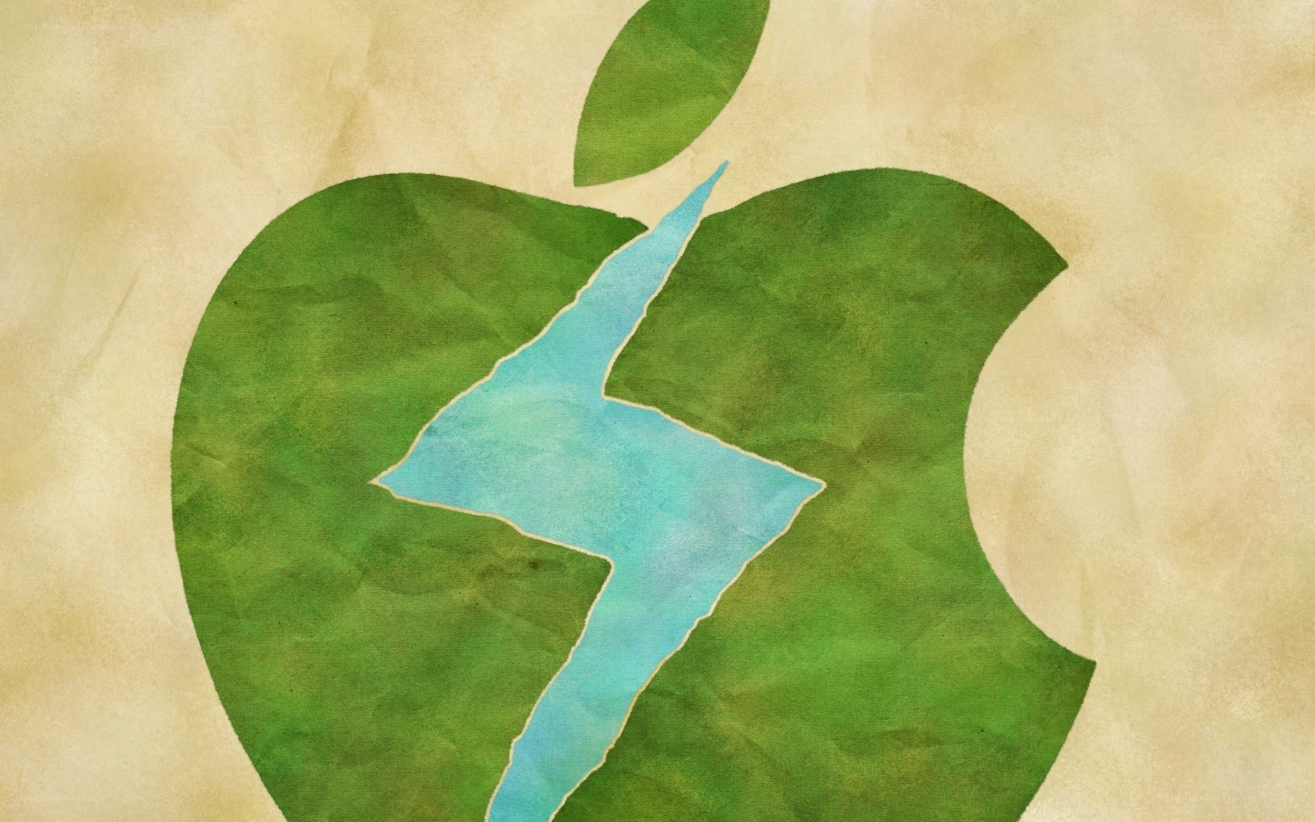green apple with lightning bolt