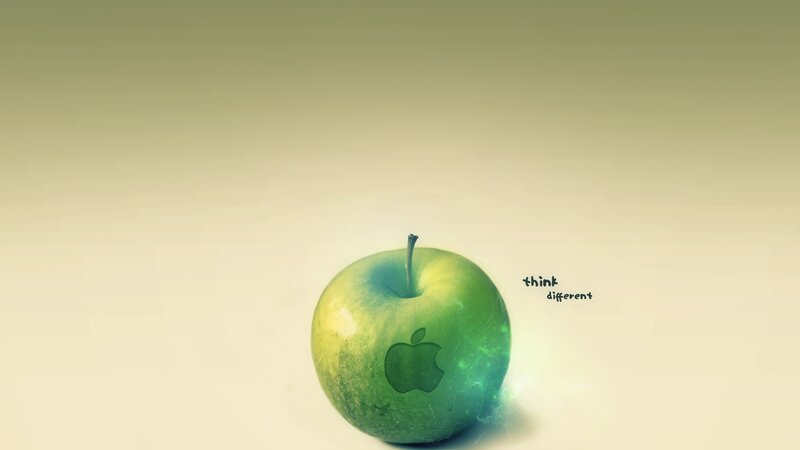 green apple with logo