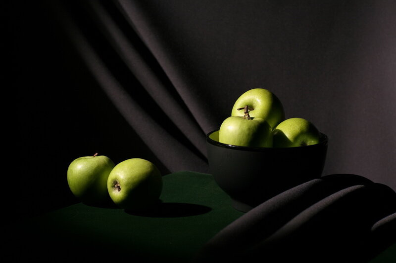 Green Apples in a Bowl — Dramatic