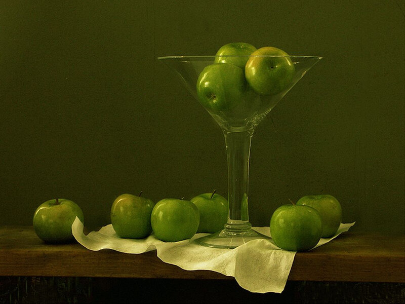 Green Apples in Glass