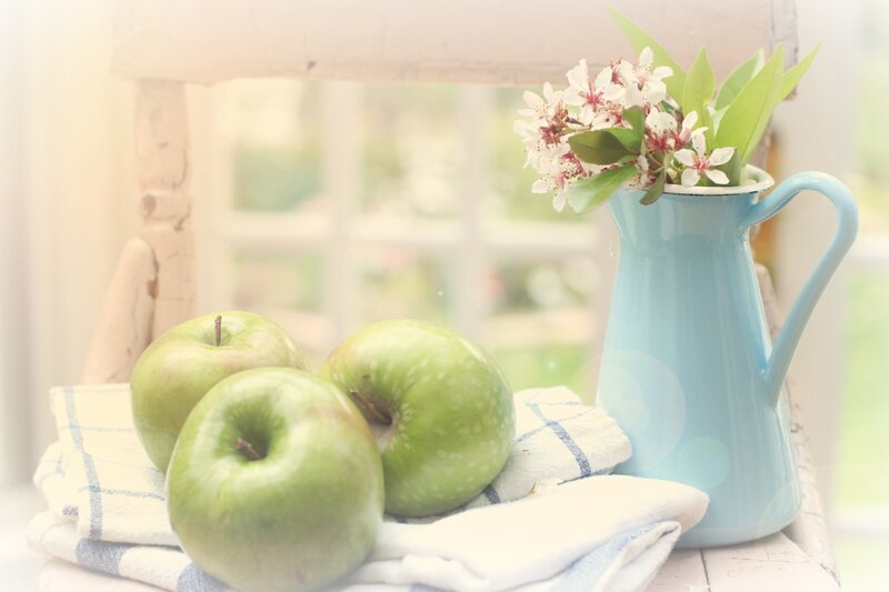 Green Apples on Cloth