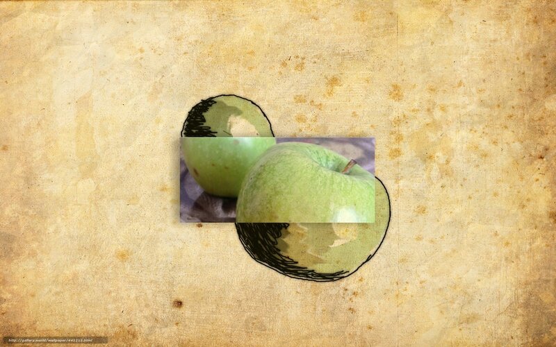 green apples on vintage paper