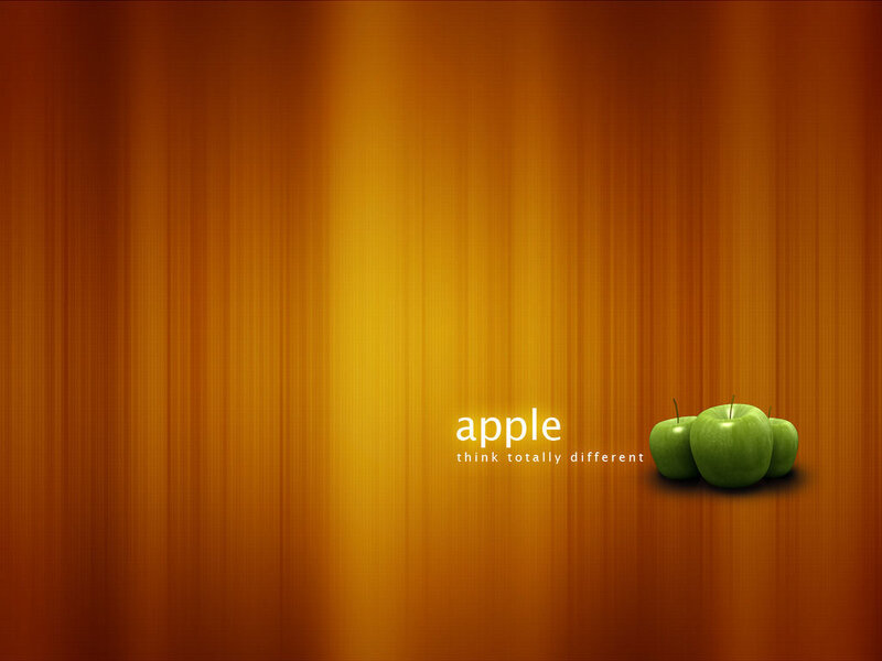Green Apples on Wood — Brown, Minimalist