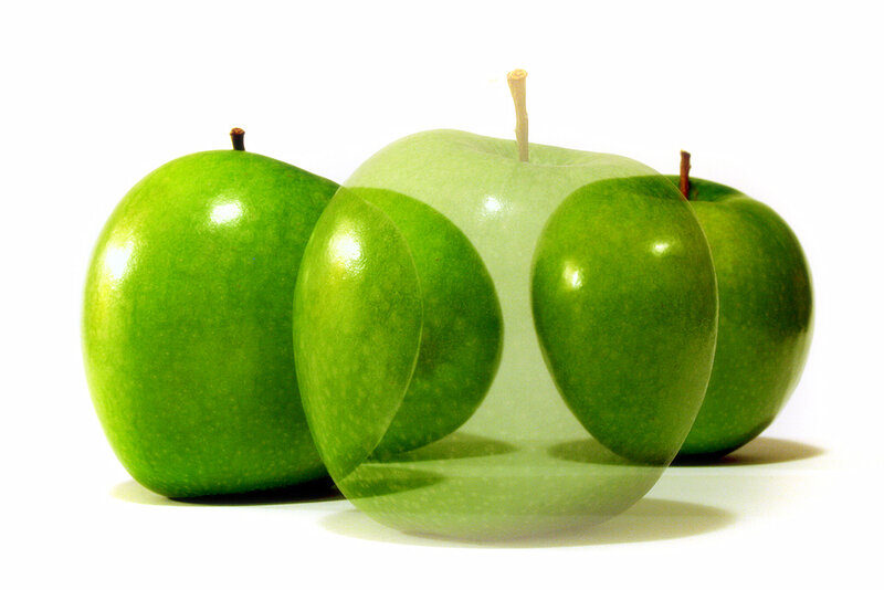 Green apples with transparency effect