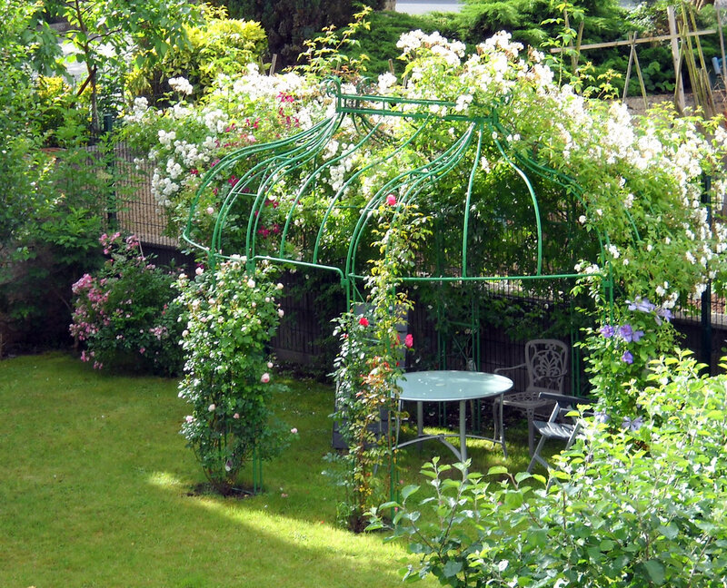 Green Arbor with Flowers