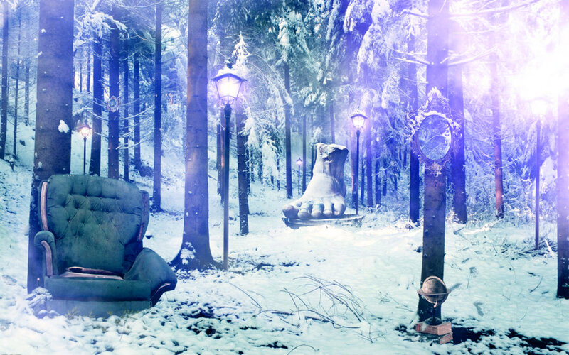 Green Armchair in Snow