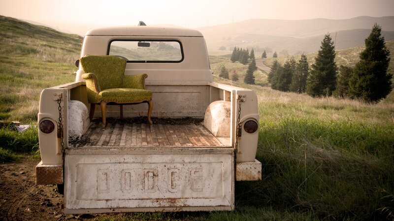 Green Armchair in Truck — White