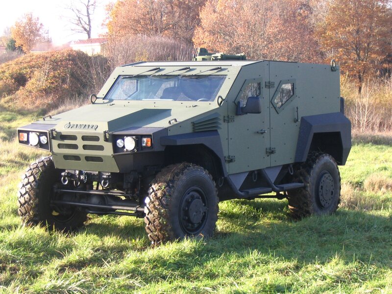 Green armored military vehicle