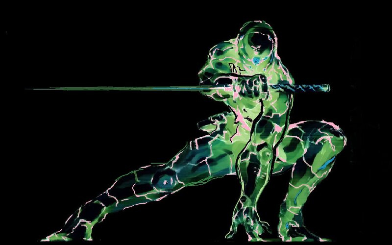 Green Armored Warrior — Dramatic, Digital Art, Sword