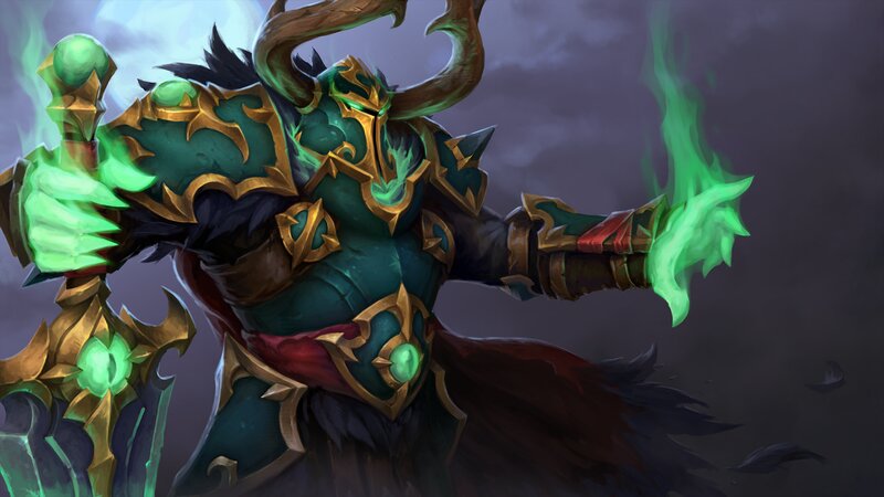 Green-armored Warrior — Green, Dramatic, Night