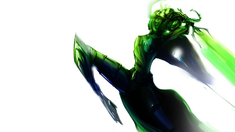 green armored warrior in motion