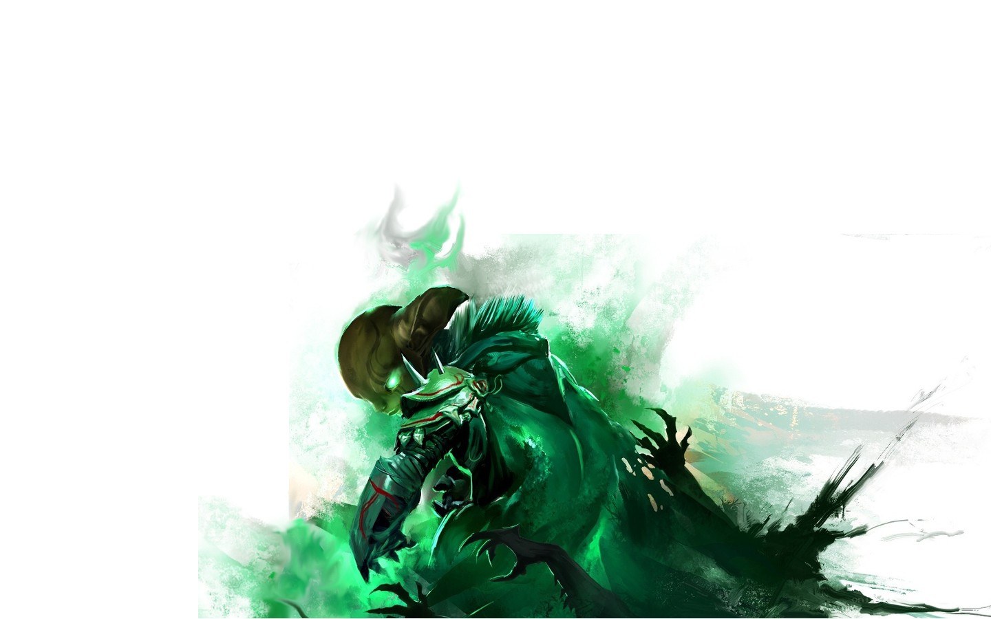 green armored warrior in motion