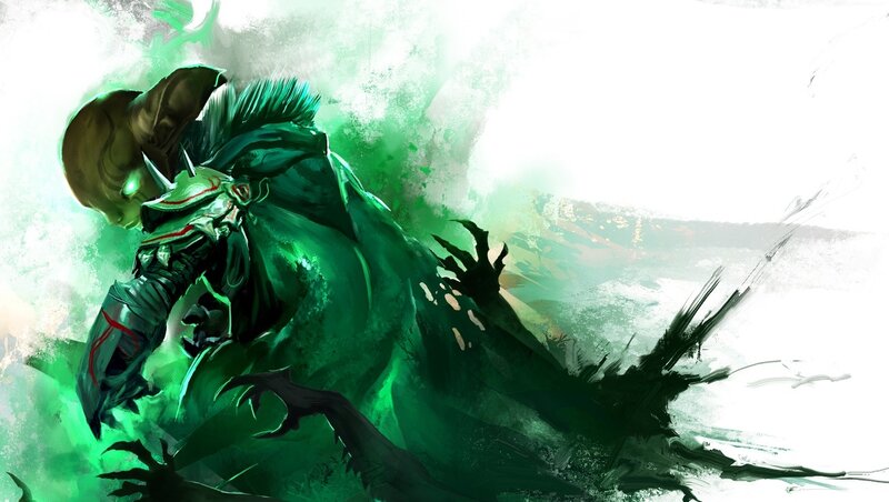 green armored warrior in motion
