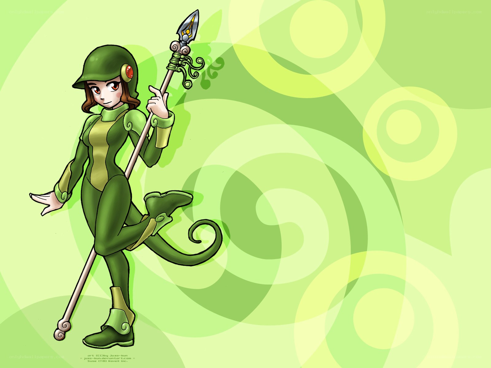 green armored warrior with spear