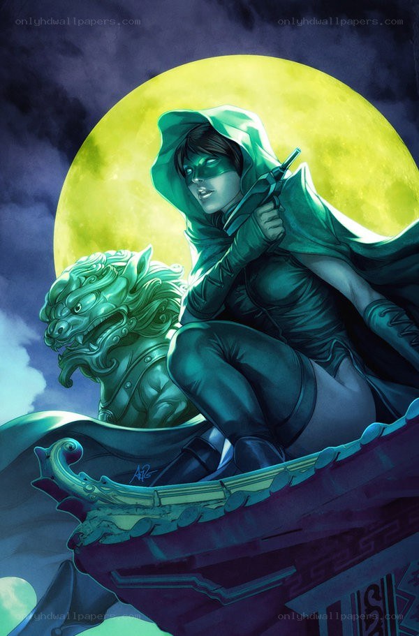 Green Arrow in a moonlit scene