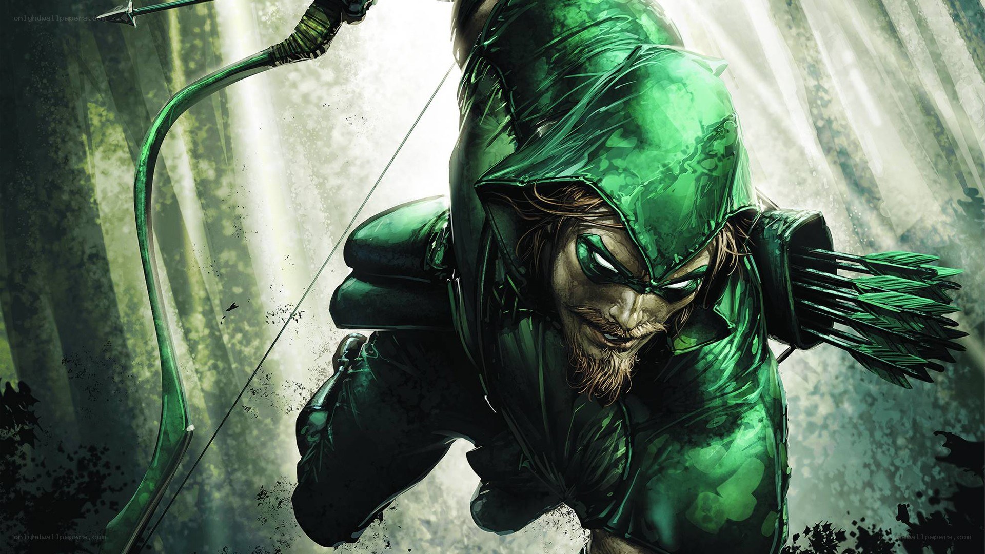 Green Arrow in forest