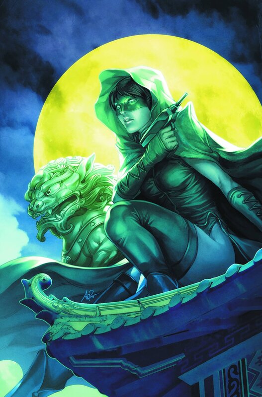 Green Arrow on a rooftop