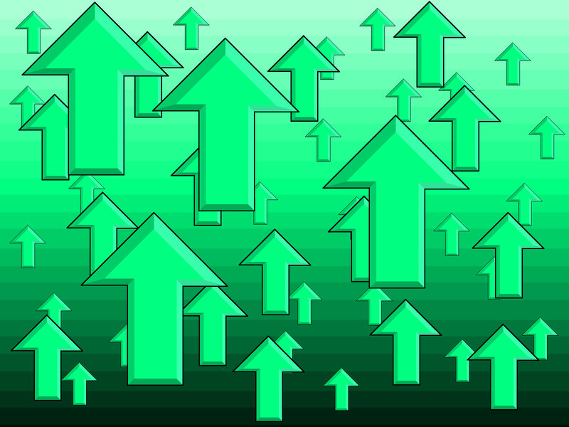 green arrows pointing up