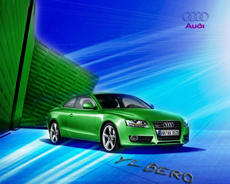 Green Audi car in studio