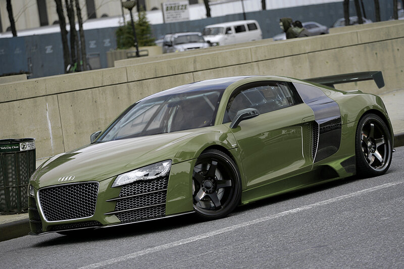 green audi r8 sports car