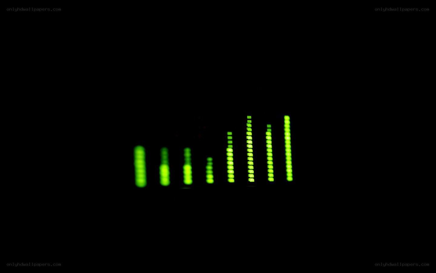 green audio levels on dark background