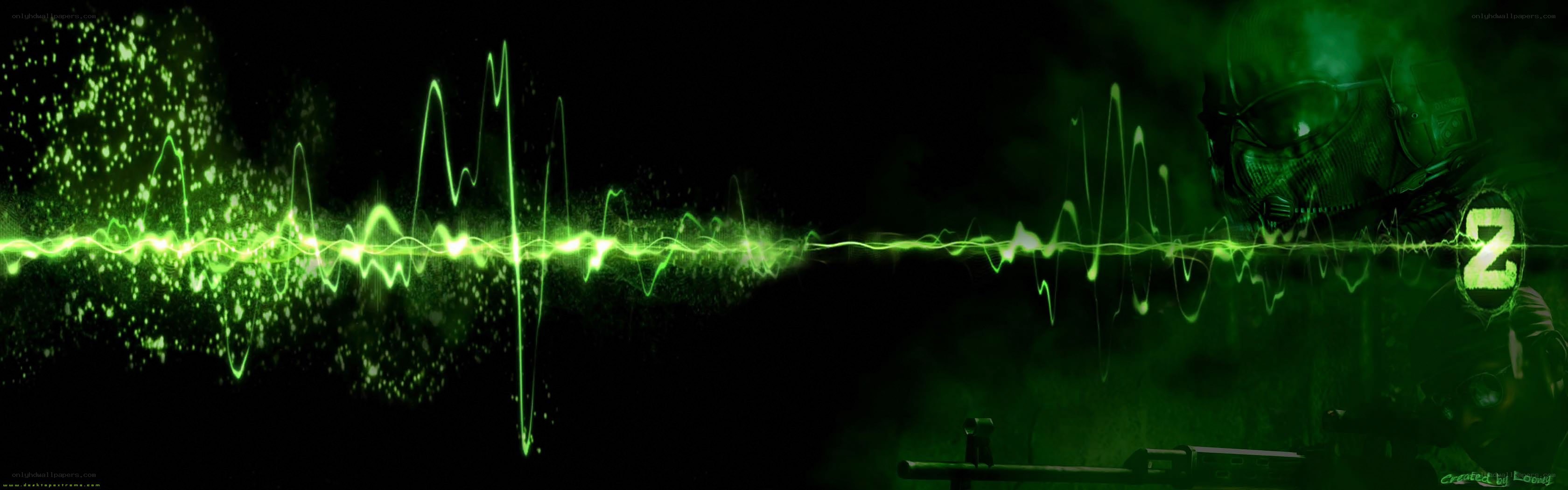 green audio wave with soldier
