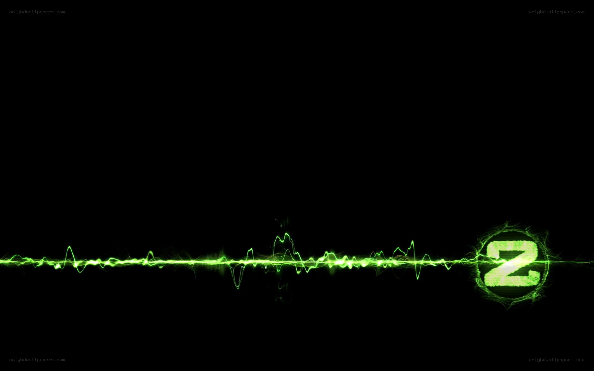 green audio waveform with logo