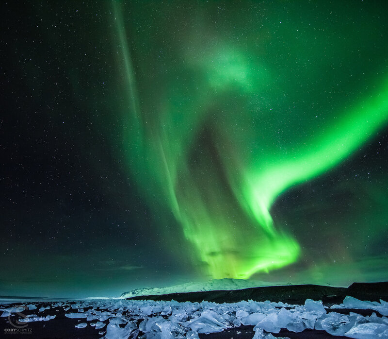 Green Aurora Borealis — Dramatic, Night, Photograph, Stars