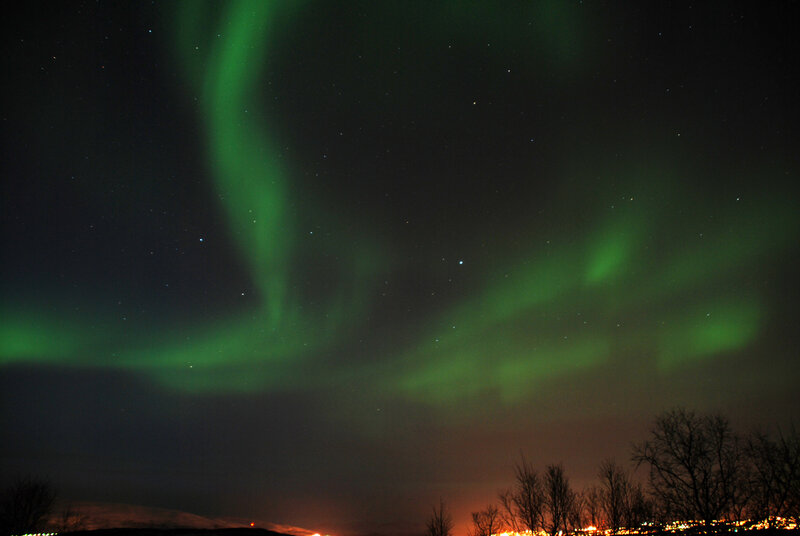 Green Aurora Borealis — Dramatic, Night
