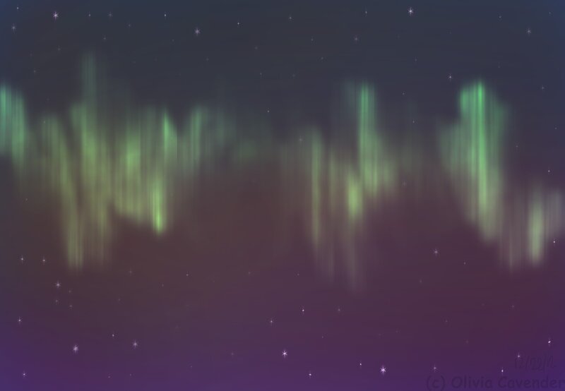 Green Aurora Borealis — Purple