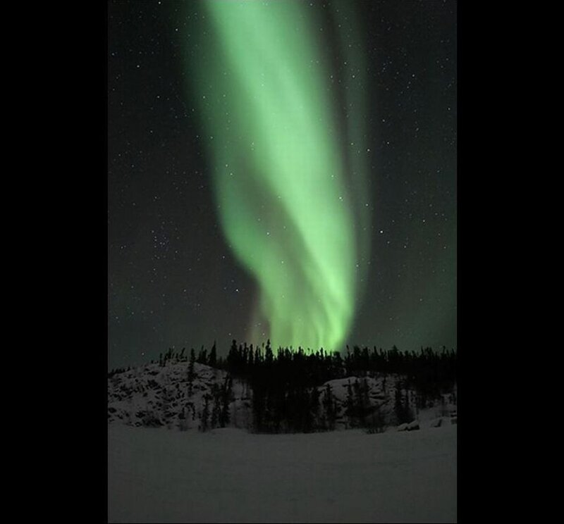 Green Aurora Borealis — Serene, Night, Photograph